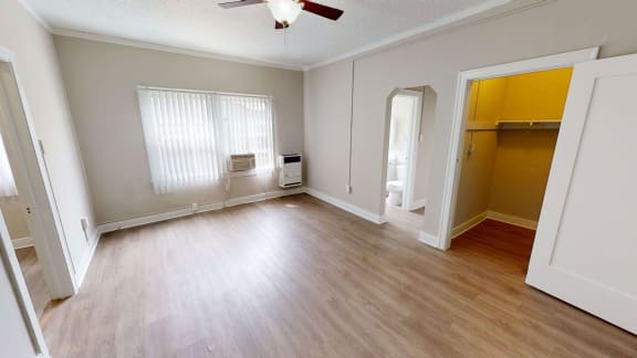 Wood Floor Living Room at Hobart Apartments, California, 90029