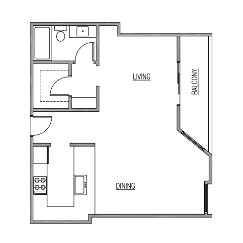 Studio Floor Plan at The Kenmore Los Feliz, California