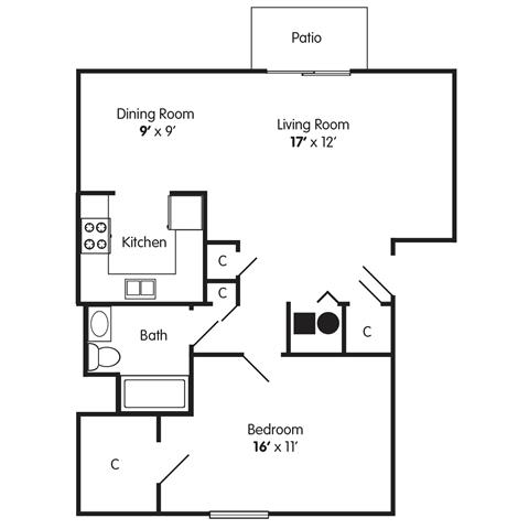 Floor Plan One Bedroom Apartment Mobility Impaired