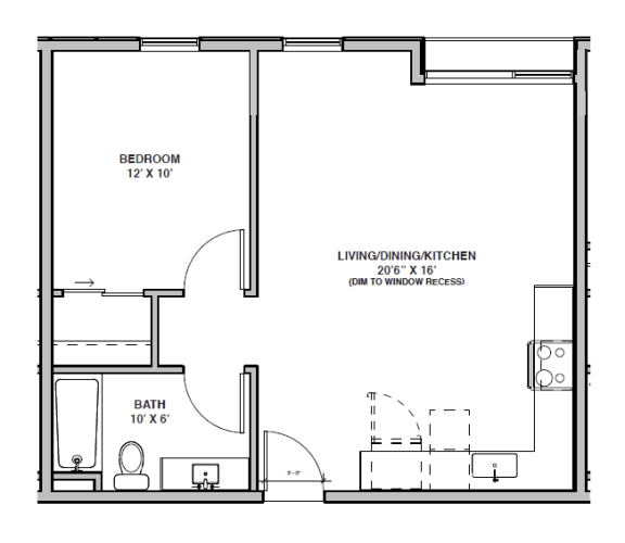 Floor Plan  Rockwood Village Floorplan_One Bedroom A
