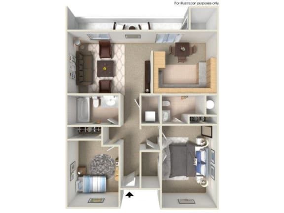 Oak Creek 2Bedroom_Lower_Floor Plan