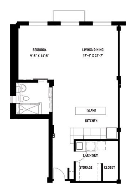 1A Floor Plan at Jemison Flats, Birmingham, AL, 35203