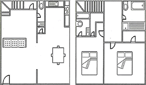 2x25-1000 2 bed, 2.5 bath 1000 square foot floor plan
