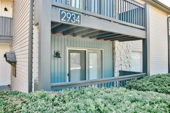 outside of apartment building with private deck at Berry Falls Apartments, Alabama, 35216