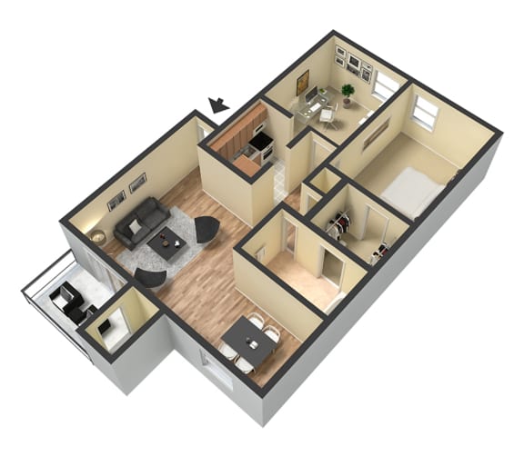 Executive 2 Floor plan 1 bedroom 1 bathroom at Reserve at Midtown Apartments, Tallahassee, FL