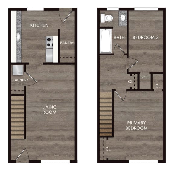 Floor Plan  2 bedroom, 1 bathroom 725 square foot apartment at Terraces at Clearwater Beach