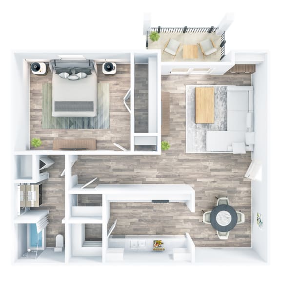 The Henley 800 square foot 1x1 floor plan at The Madison Franklin Apartments