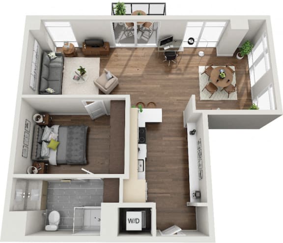 Floor Plan  Pixon Apartments in Lake Nona, FL Darcy Floor Plan 1br/1ba