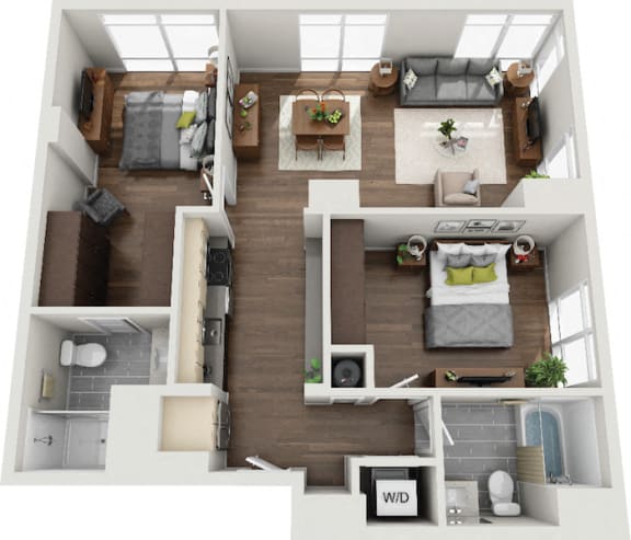 Floor Plan  Pixon Apartments in Lake Nona, FL Foxley Floor plan 2br/2ba