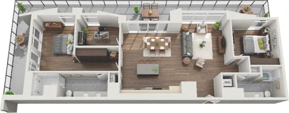 Pixon Apartments in Lake Nona, FL Warley Floor Plan 2br/2ba
