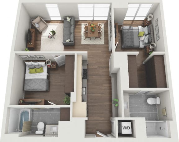 Pixon Apartments in Lake Nona, FL Sawyer Floor Plan 2br/2br