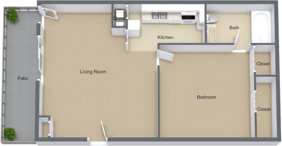 Cedar-1x1  604 square foot floor plan at Preserve  at Preserve at Cedar River Apartments, Florida, 32210