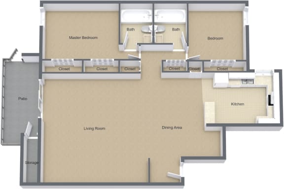 2x2-Dogwood 1174 square foot floor plan 2x2-Dogwood 1174 square foot floor planat Preserve at Cedar River Apartments, Jacksonville