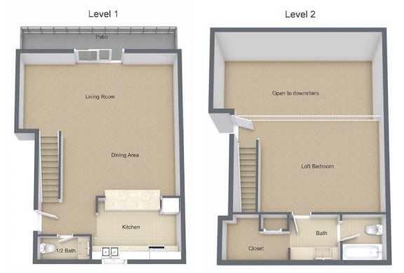 1x1-5-Willow 1080 square foot floor plan 1x1-5-Willow 1080 square foot floor plan at Preserve at Cedar River Apartments, Jacksonville, FL