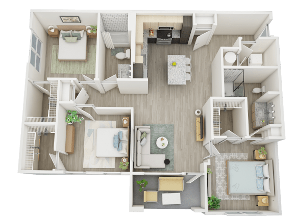 Rendezvous 1,282 square foot 3-bedroom, 2-bathroom floor plan