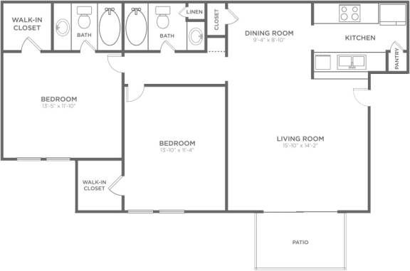2-bedroom 2-bath 922 square foot apartment at Southern Oaks in Mobile, AL