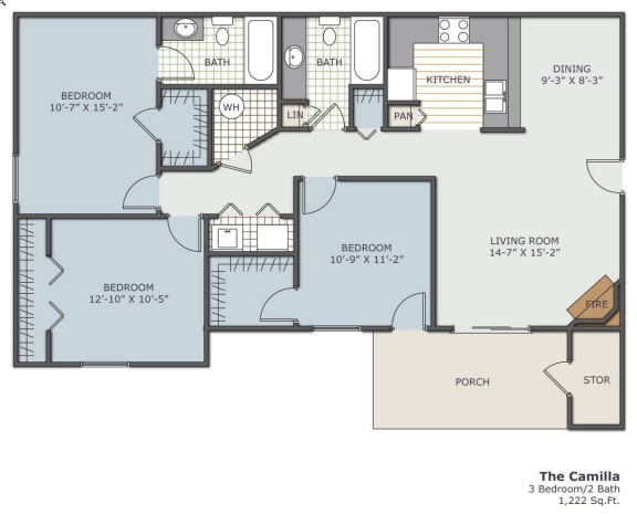 Camilla3x2 The Camilla 3x2 1222 square foot floor plan