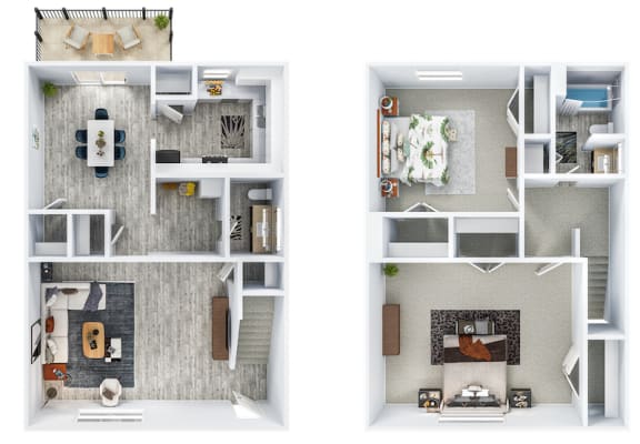 The Kendall Floor Plan The Kendall 1,250 square foot 2x1.5 floor plan at The Madison Franklin Apartments