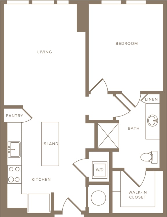One Bedroom One Bathroom Floorplan 673