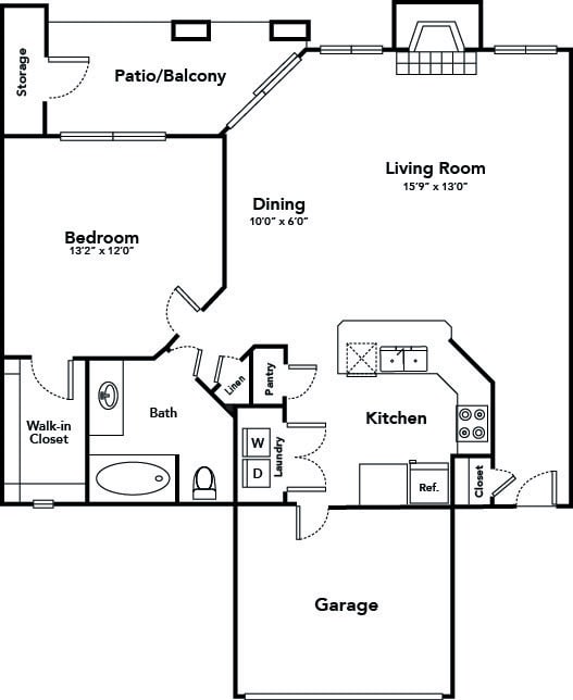 Floor Plan  One Bedroom One Bathroom Floorplan 830