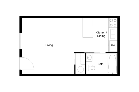 Floor Plan  Studio with One Bathroom Floor Plan A0  400 SF