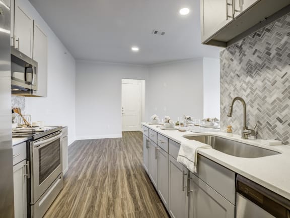 Fully-Equipped Kitchen at 3500 Westlake Apartments,  Greystar Real Estate, Austin, TX, 78746