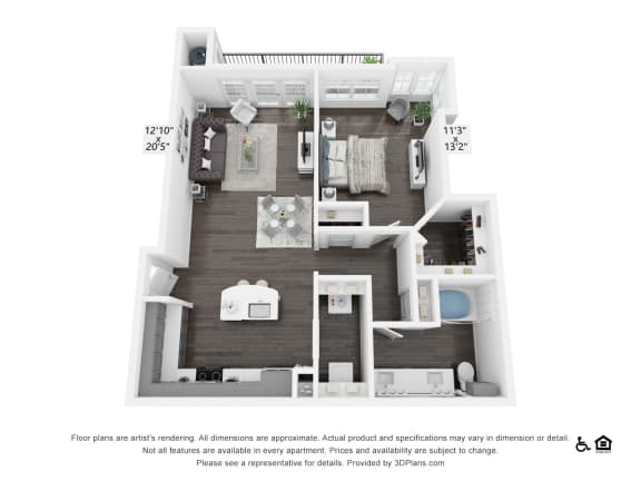 A2A Floor Plan A2A Floor Plan at 3500 Westlake Apartments, Greystar Real Estate, Austin, TX, 78746