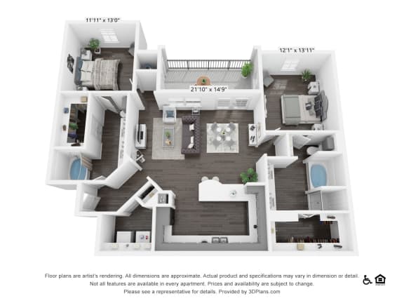 B4 Floor Plan at 3500 Westlake Apartments,  Greystar Real Estate, Austin, Texas