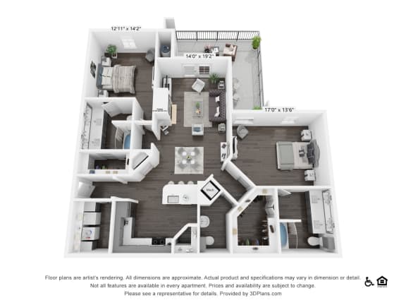 B5 Floor Plan at 3500 Westlake Apartments,  Greystar Real Estate, Austin