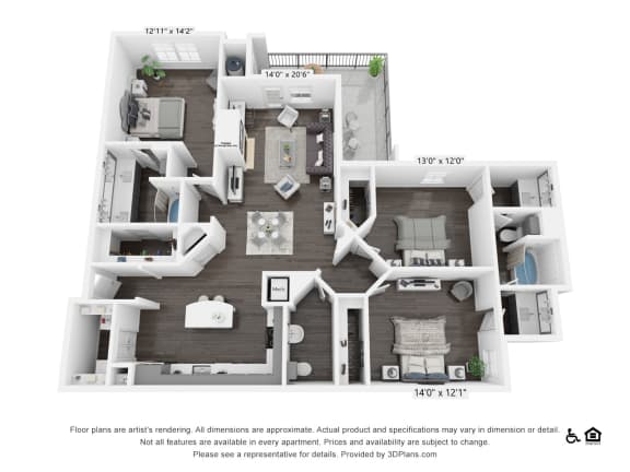 Floor Plan  C1 Floor Plan at 3500 Westlake Apartments,   Greystar Real Estate, Texas