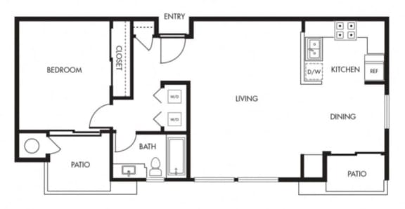 Floor Plan  Aviare Cupertino CA Plan A 1 Bedroom 740 SQ FT