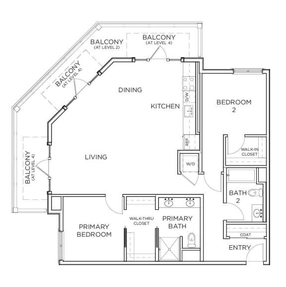 Floor Plan  B3.1 2x2 1186 sqft