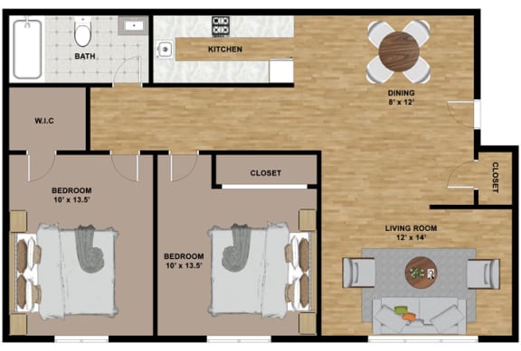 Floor Plan  Two Bedroom North
