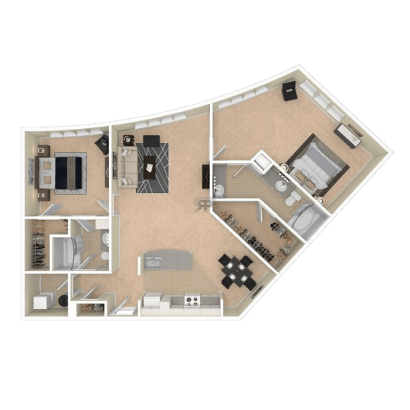 Floor Plan  2 Bedrooms E and 2 Bathrooms Floor Plans at The Mark at Dulles Station, Herndon, VA