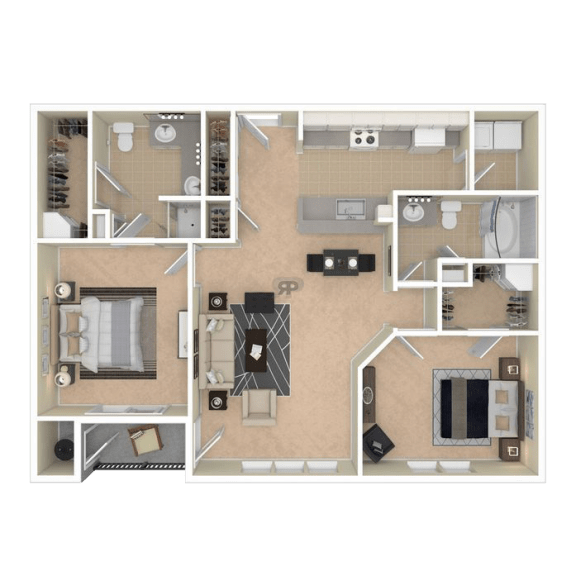 Floor Plan  2 Bedrooms C and 2 Bathrooms Floor Plans at The Mark at Dulles Station, Virginia, 20171