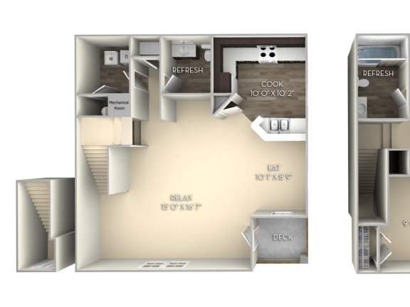 Cedar Town Home Woodland Park 3 bedroom 2.5 bath unfurnished floor plan apartment in Herndon VA