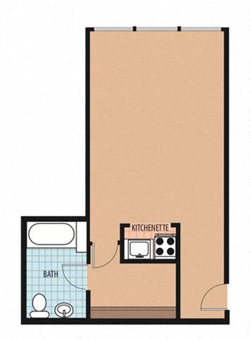 Studio 1 bath Floor Plan  C at Sarbin Towers, Washington, Washington