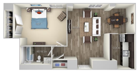 Girard 1 Bed 1 Bath Floor Plan Girard 1 Bed 1 Bath Floor Plan at Columbia Uptown, Washington, Washington