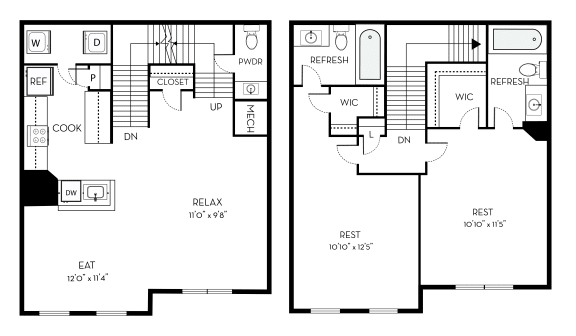 Grant Barrington Park 2 bedroom 2 and a half baths floor plan apartment Grant Barrington Park 2 bedroom 2 and a half baths floor plan apartment at Barrington Park Apartments, Manassas