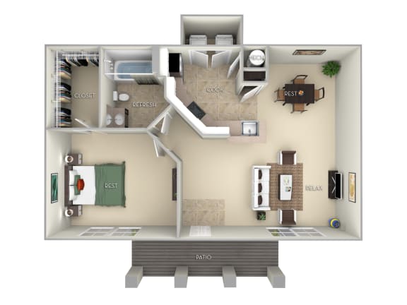 Floor Plan  780 Square-Feet Madeira-Furnished 1 Bed 1 Bath Floor Plan at Northlake Park, Orlando, 32827