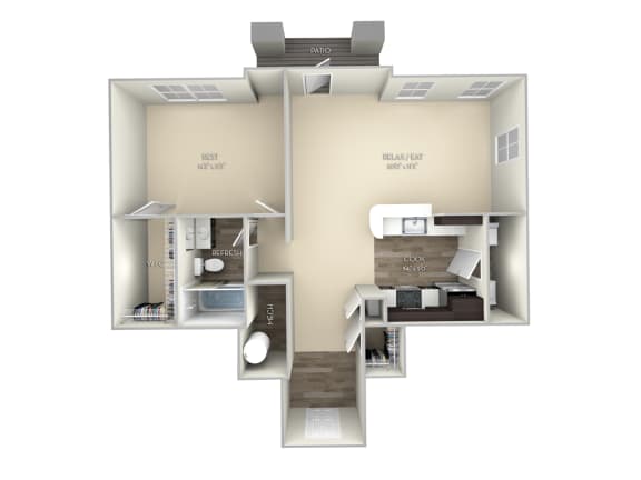 Maple Broadlands 1 bedroom 1 bath unfurnished floor plan apartment in Ashburn VA at Broadlands, Ashburn, Virginia