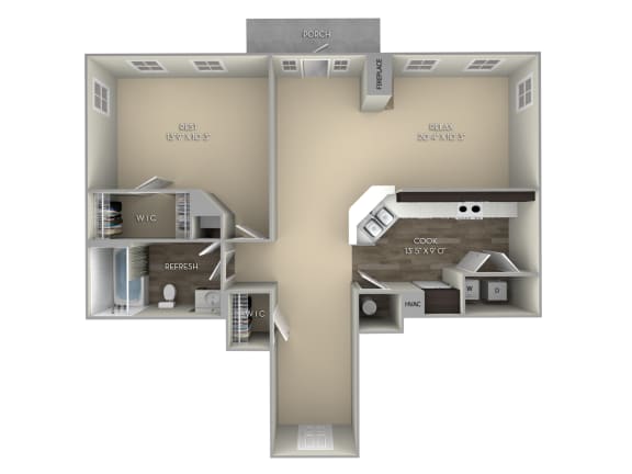 Maple Woodland Park 1 bedroom 1 bath unfurnished floor plan apartment in Herndon VA