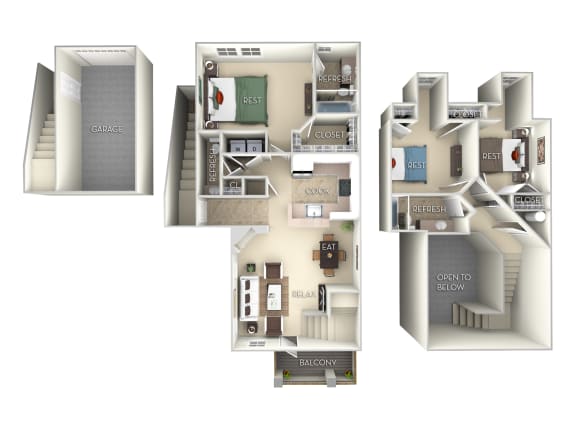 Sanibel-Furnished 3 Bed 2.5 Bath Floor Plan 1545 Square-Feet Sanibel-Furnished 3 Bed 2.5 Bath Floor Plan at Northlake Park, Orlando