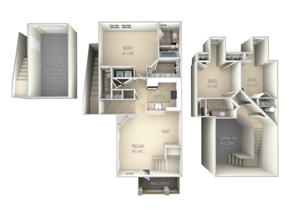 Sanibel-Unfurnished 3 Bedroom and 2.5 Bath Floor Plan 1545 SF Sanibel-Unfurnished 3 Bedroom and 2.5 Bath Floor Plan at Northlake Park, Orlando, Florida