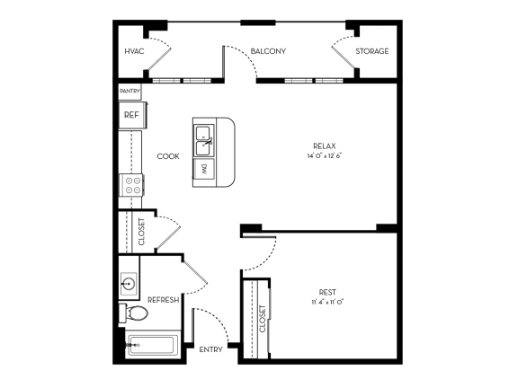 Floor Plan  Tessio Villagio Apartments studio 1 bath floor plan apartment in Fayetteville NC