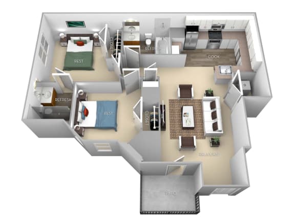 Tyler Barrington Park 2 bedroom 2 baths floor plan apartment in Manassas VA