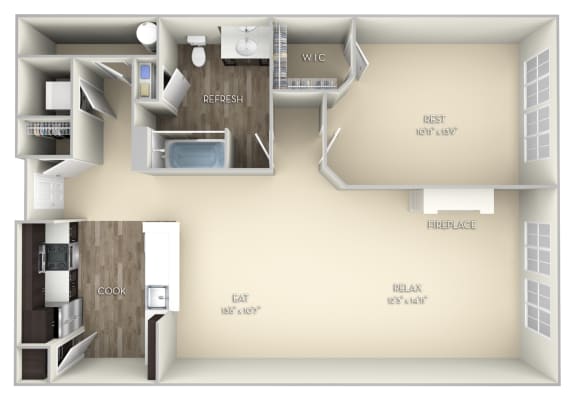Bristol Kensington Place 1 bedroom 1 bath unfurnished floor plan apartment in Woodbridge VA Bristol Kensington Place 1 bedroom 1 bath unfurnished floor plan apartment in Woodbridge VA at Kensington Place, Woodbridge