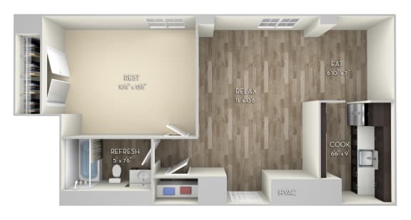 Girard 1 Bedroom 1 Bathroom Floor Plan Girard 1 Bedroom 1 Bathroom Floor Plan at Columbia Uptown, Washington, DC, 20009