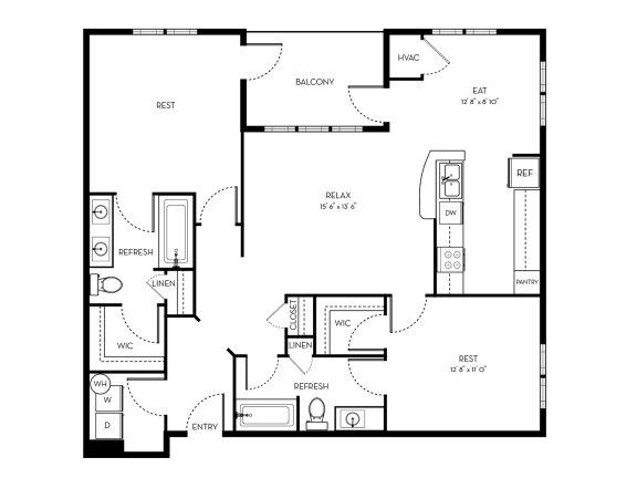 Venice Villagio Apartments 2 bedroom 2 bath floor plan apartment in Fayetteville NC