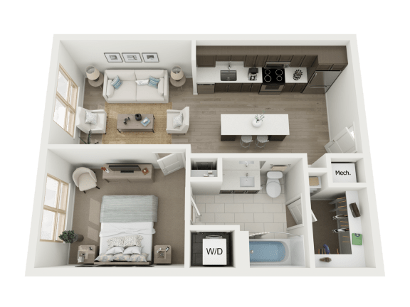 1 Bd - a1 floorplan 1 Bd - a1 floorplan at AVE Austin North Lamar, Texas, 78752